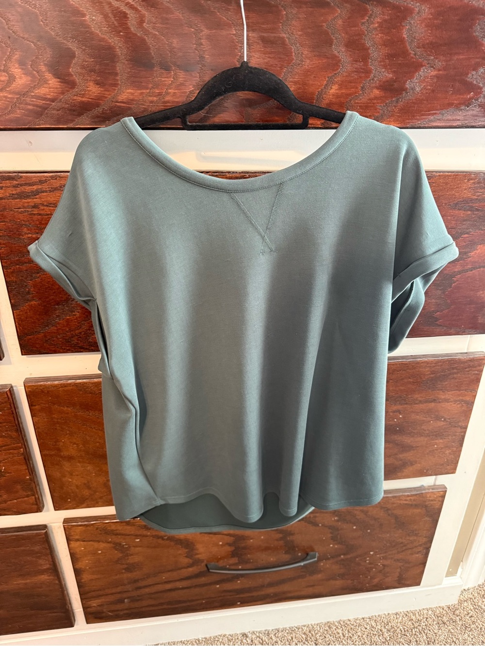Maurices Short Sleeve Scoop Neck Top in Sage Green